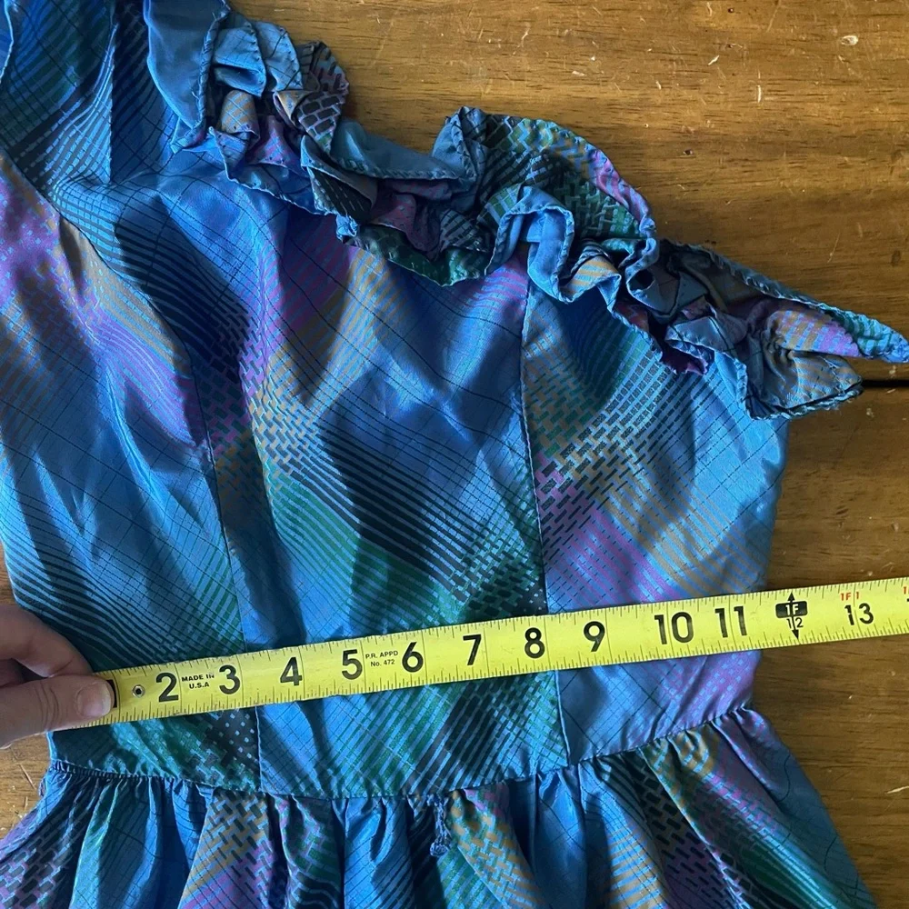 Vintage 60s One Shoulder Silk Fit Flare Party Prom Dress Sz XS 0 2 Unionmade - Picture 7 of 9